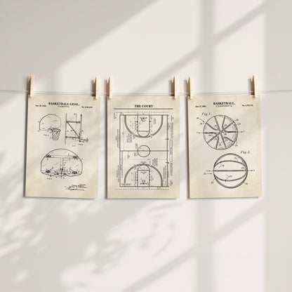 Basketball Patent Print Wall Art | Set of 3 Ready to Frame Prints