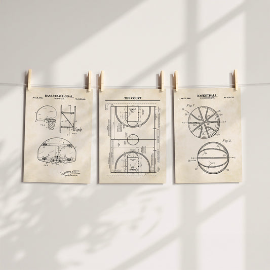 Basketball Patent Print Wall Art | Set of 3 Ready to Frame Prints