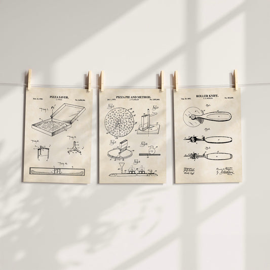 Pizza Patent Wall Art Set - Ready to Frame Prints