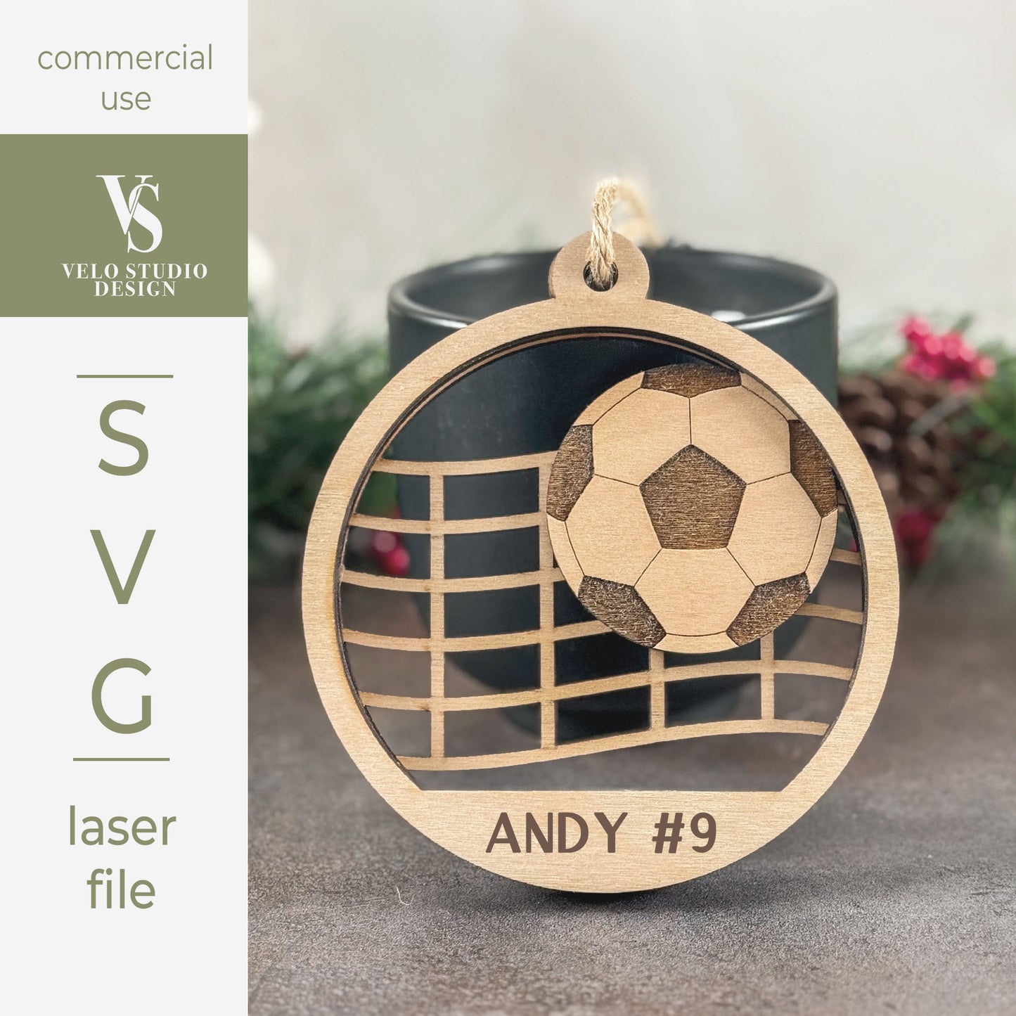 Soccer Ornament SVG | Personalized Laser Cut File