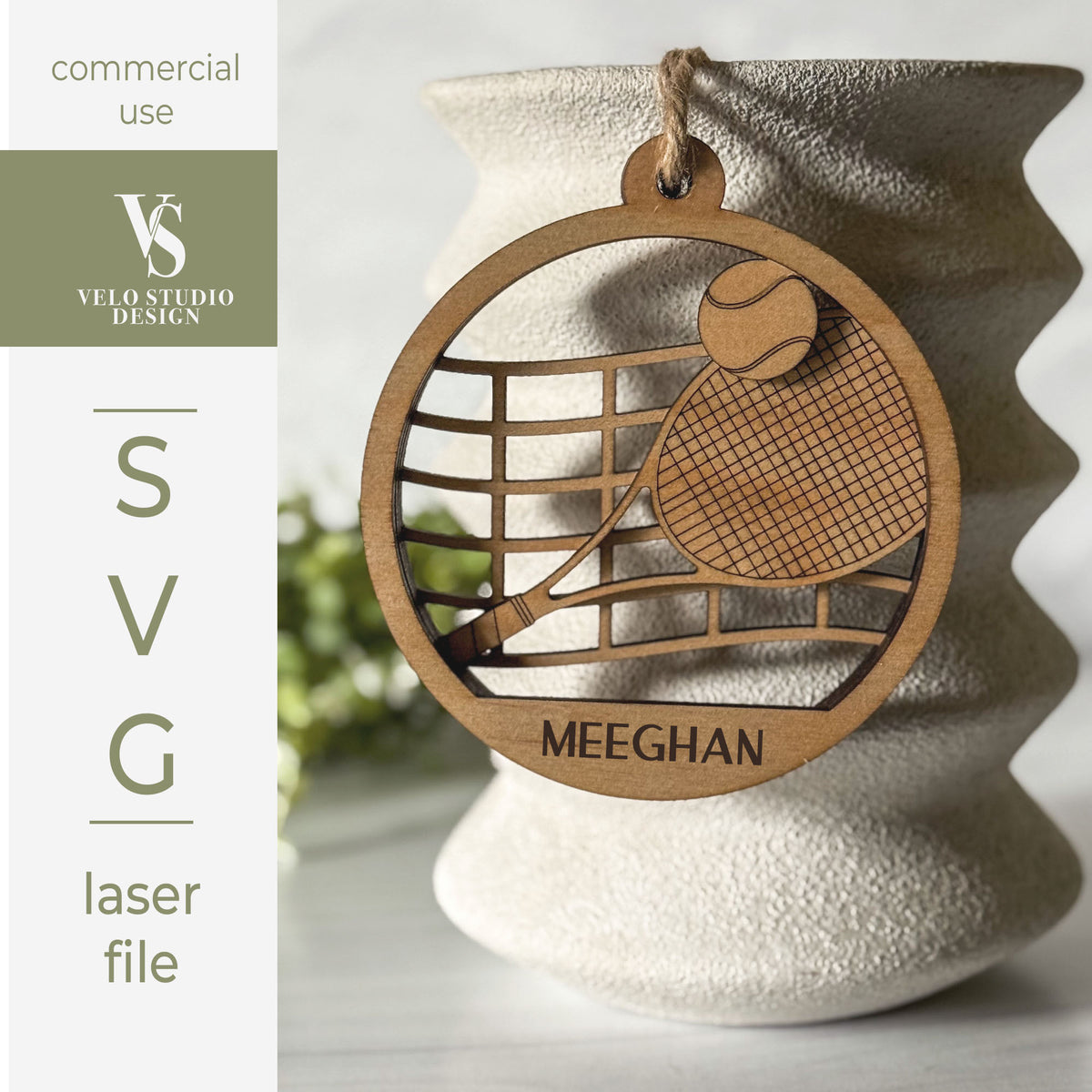 Tennis Ornament SVG | Personalized Laser Cut File