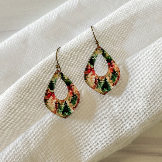 Retro Forest Teardrop Dangle Earrings