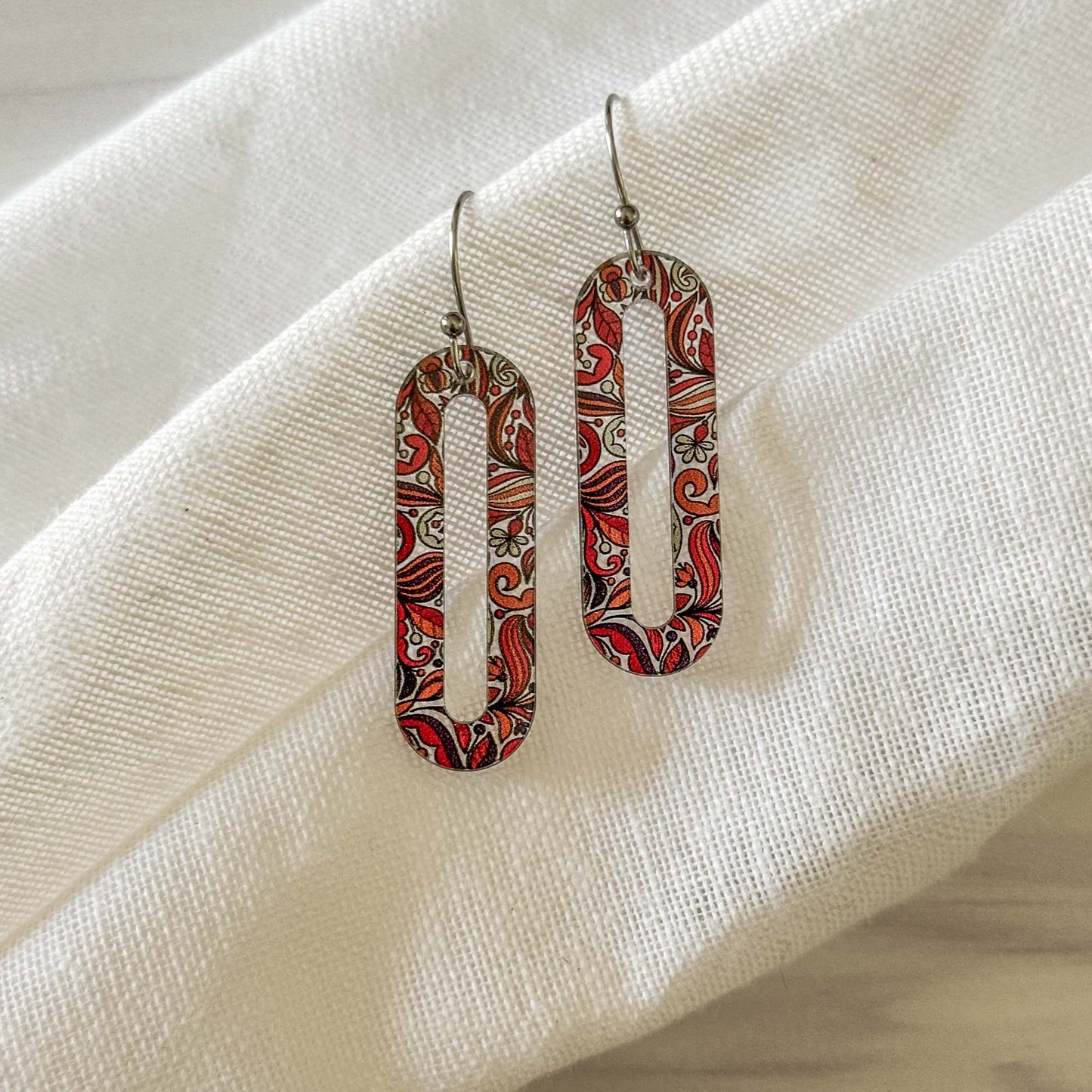 Autumn Dangle Long Oval Earrings