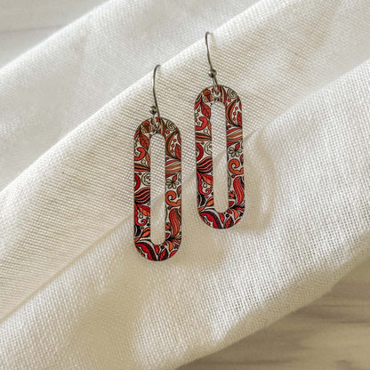 Autumn Dangle Long Oval Earrings