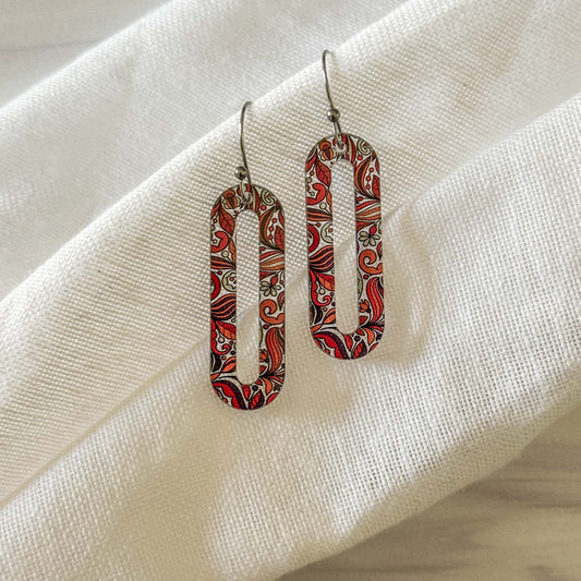 Autumn Dangle Long Oval Earrings