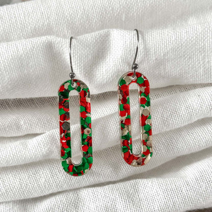 Holiday Glitter Dangle Earrings