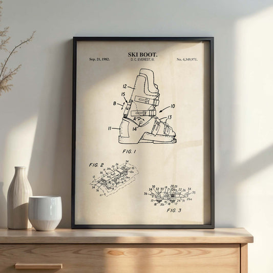 Ski Boot Patent Wall Art - PRINTABLE DIGITAL DOWNLOAD