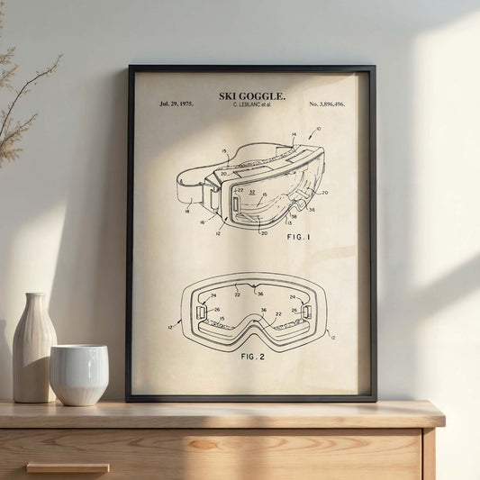 Ski Goggle Patent Wall Art - PRINTABLE DIGITAL DOWNLOAD