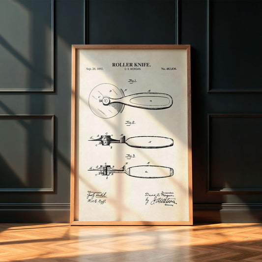 Pizza Roller Knife Patent Wall Art  - PRINTABLE DIGITAL DOWNLOAD