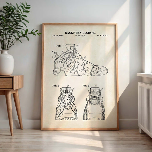 Basketball Shoe Patent Wall Art Print - PRINTABLE DIGITAL DOWNLOAD