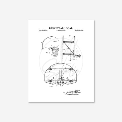 Basketball Goal Wall Art - Retro Basketball Patent - Ready to Frame Print