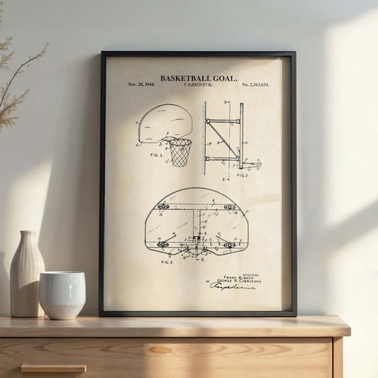 Basketball Goal Patent Wall Art Print - PRINTABLE DIGITAL DOWNLOAD