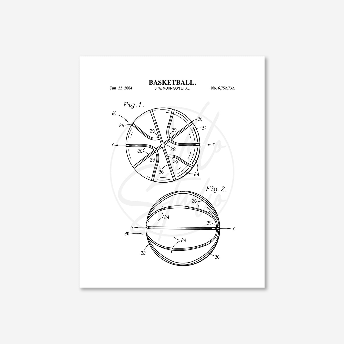 Basketball Patent Wall Art - Ready to Frame Print