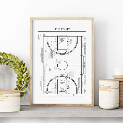 Basketball Court Diagram Wall Art - PRINTABLE DIGITAL DOWNLOAD