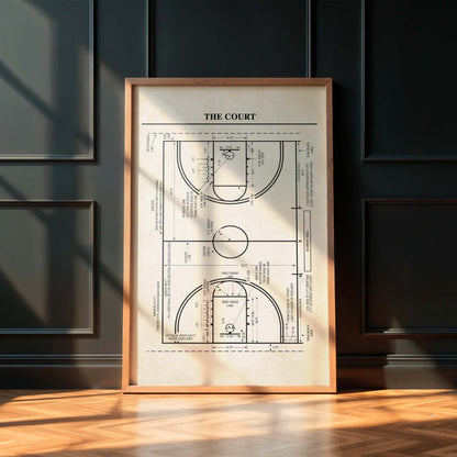 Basketball Court Diagram Wall Art - PRINTABLE DIGITAL DOWNLOAD