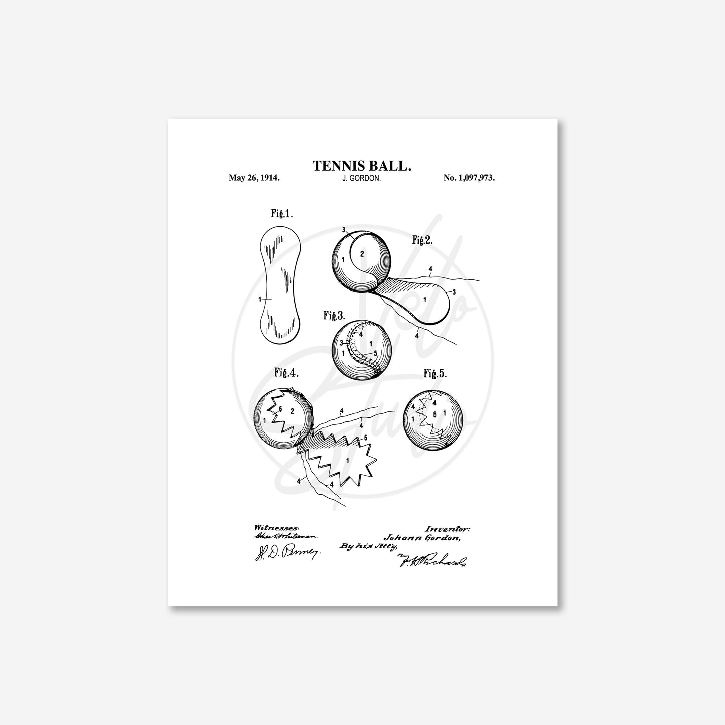 Tennis Ball Patent Wall Art - Ready to Frame Print