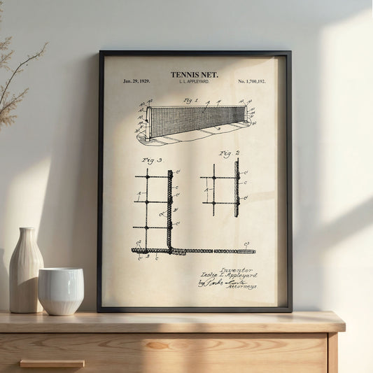 Tennis Net Patent Wall Art Print -  Vintage Tennis Decor DIGITAL DOWNLOAD