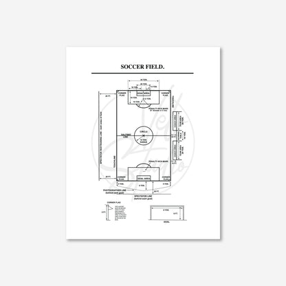 Diagram of a soccer field on a white background