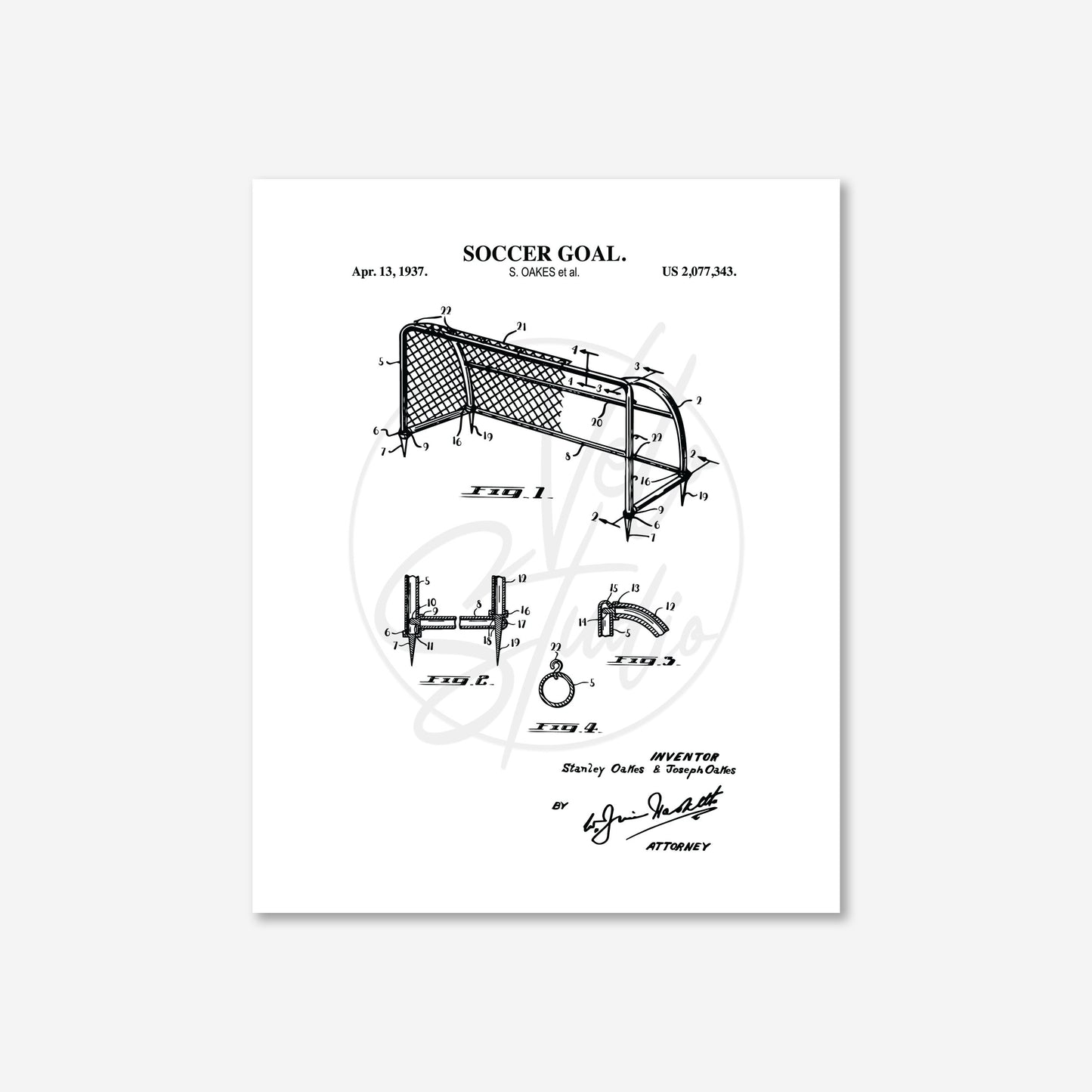 Soccer Goal Patent Wall Art - Ready to Frame Print