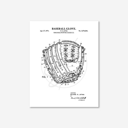 Baseball Glove Patent Wall Art - Ready to Frame Print