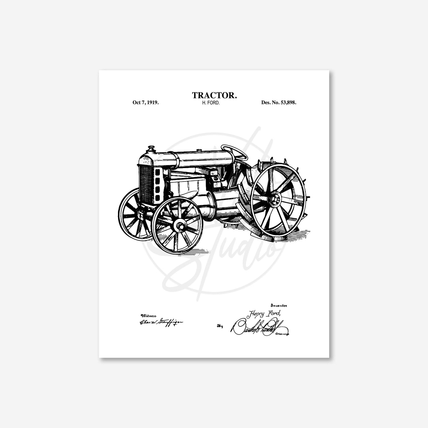 Vintage tractor illustration on a white background