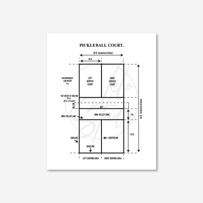 Pickleball Court Diagram Wall Art | Physical Print