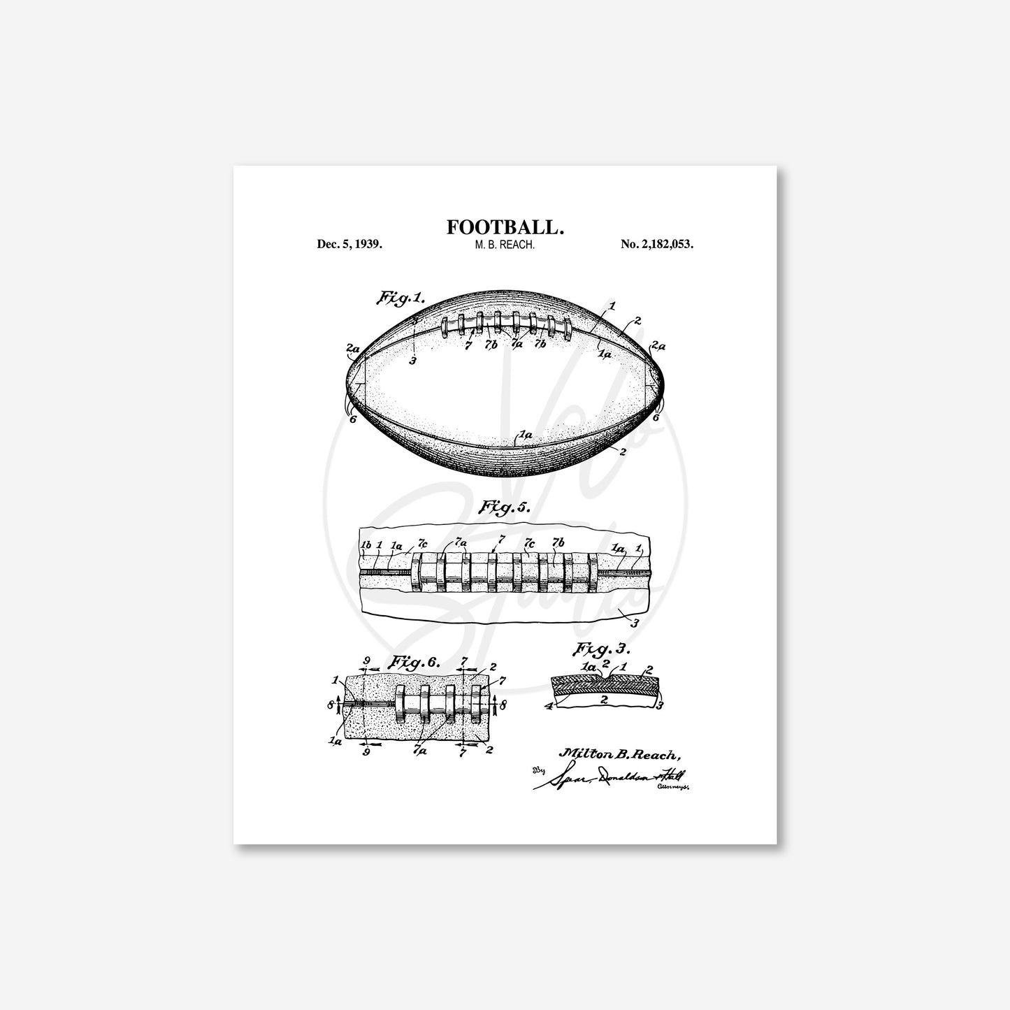 Football Patent Wall Art - Ready to Frame Print