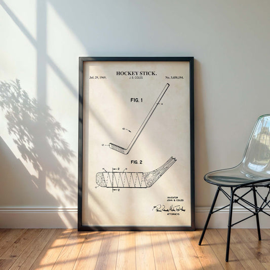 Hockey Stick Patent Wall Art - PRINTABLE DIGITAL DOWNLOAD