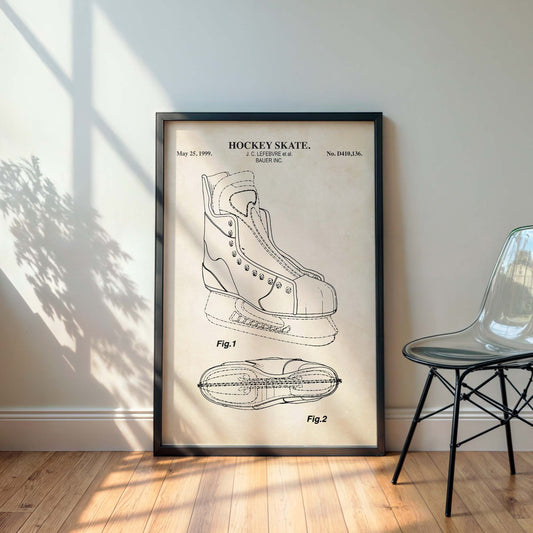 Hockey Skate Patent Wall Art - PRINTABLE DIGITAL DOWNLOAD