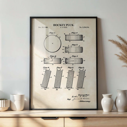 Hockey Puck Patent Wall Art - PRINTABLE DIGITAL DOWNLOAD