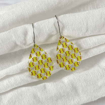 Softball Teardrop Earrings - Dangle Game Day Earrings