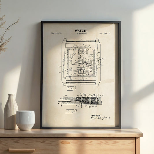 Watch 1937 Patent Wall Art  - PRINTABLE DIGITAL DOWNLOAD