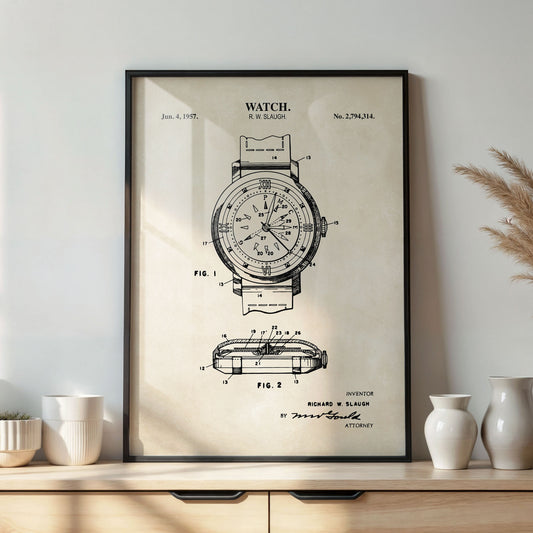 Watch 1957 Patent Wall Art  - PRINTABLE DIGITAL DOWNLOAD