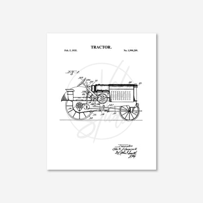 Tractor Wall Art - 1935 Tractor Patent Art - Ready to Frame Print
