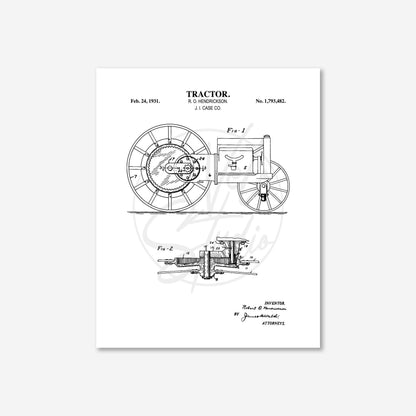 Tractor Wall Art - 1931 Tractor Patent Art - Ready to Frame Print