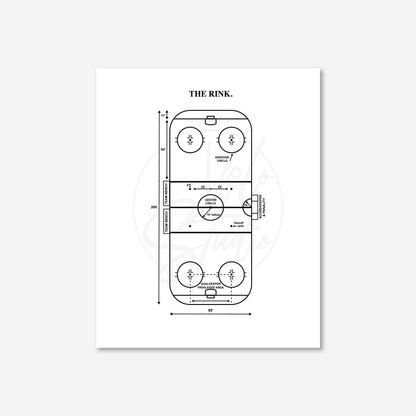 Hockey rink diagram on a white background