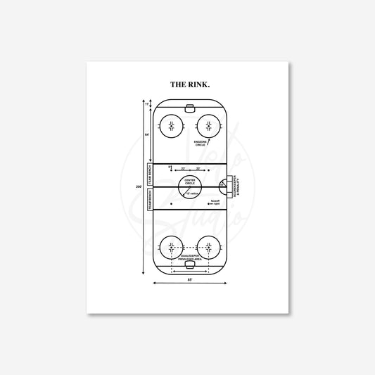 Hockey rink diagram on a white background