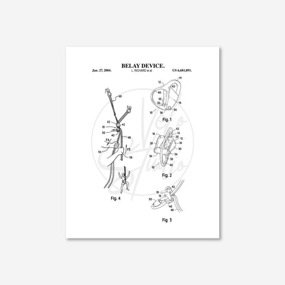 Belay Device Patent Wall Art - Ready to Frame Print