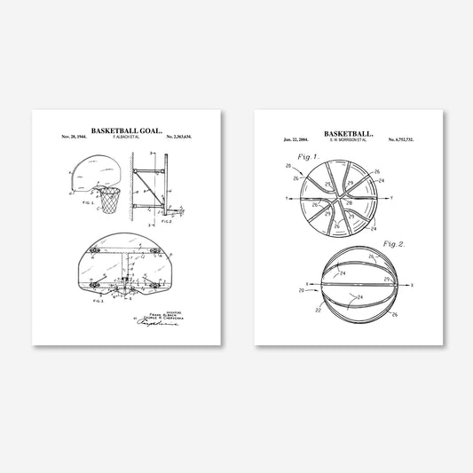 Basketball Patent Wall Art - Set of 2 Ready to Frame Prints