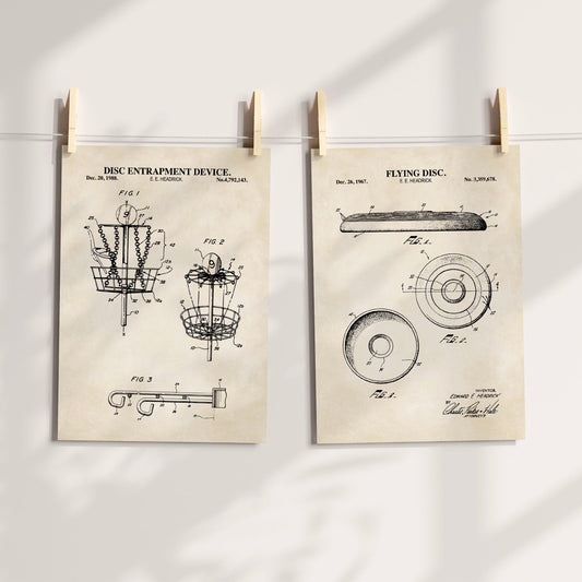 Disc Golf Patent Wall Art Set - Ready to Frame Prints