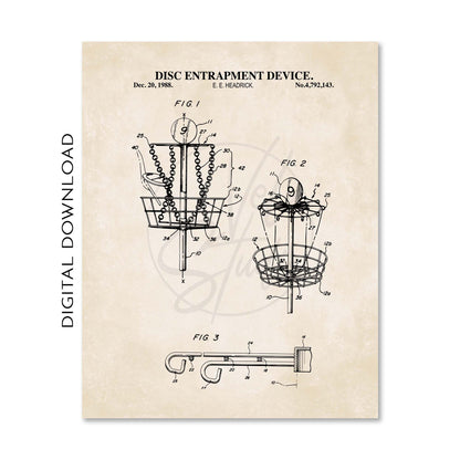 Disc Golf Patent Wall Art Set - PRINTABLE DIGITAL DOWNLOAD
