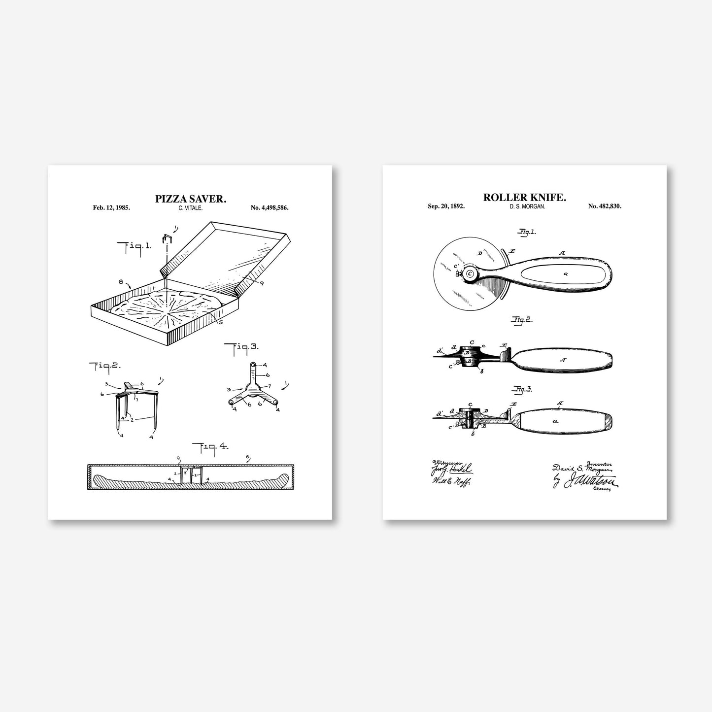 Pizza Patent Wall Art - Set of 2 Physical Prints