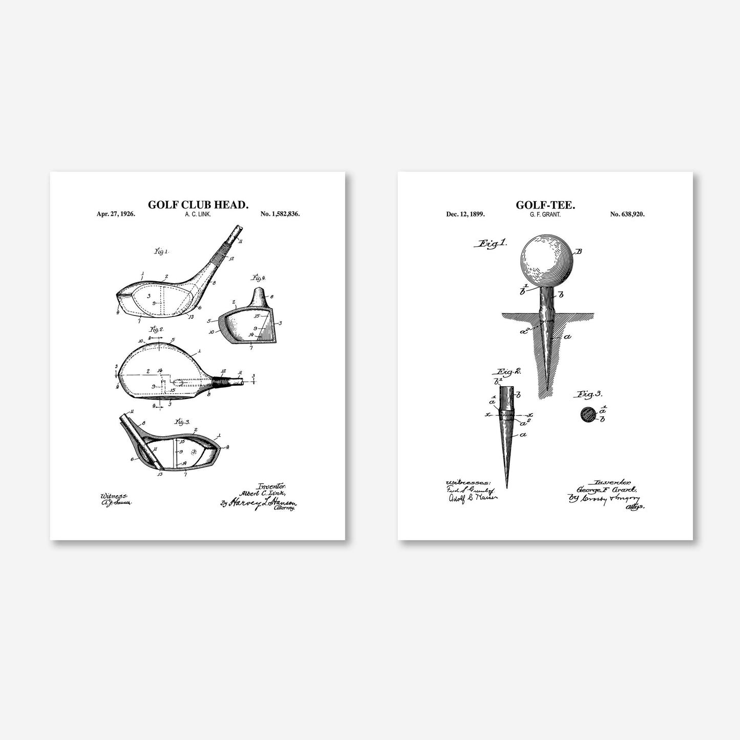 Golf Patent Wall Art Set - Ready to Frame Prints