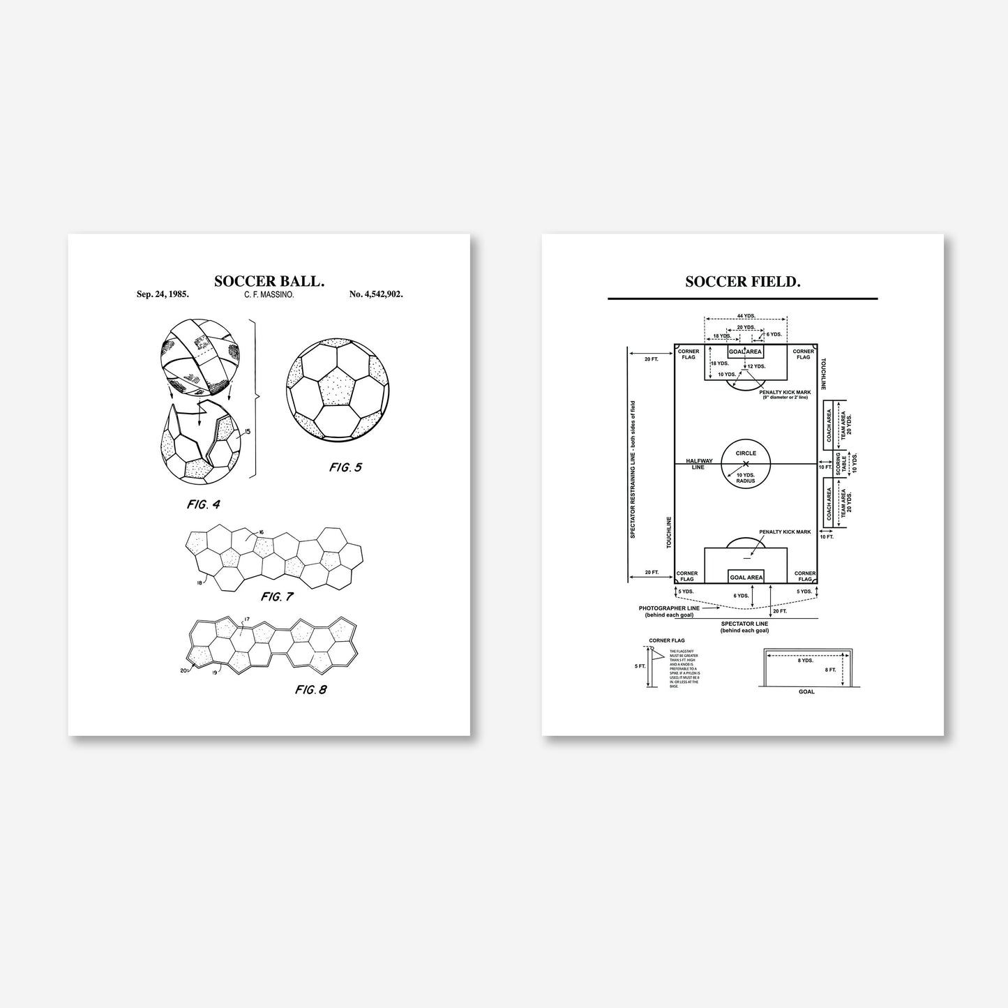 Soccer Patent Wall Art - Set of 2 Ready to Frame Prints
