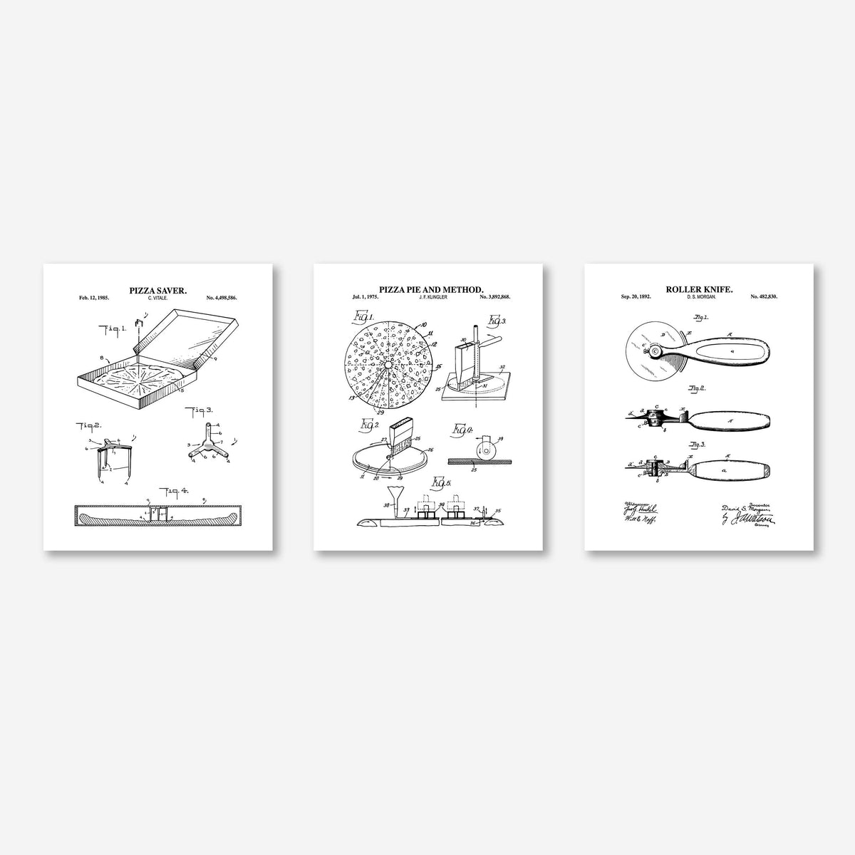 Pizza Patent Wall Art Set - Ready to Frame Prints