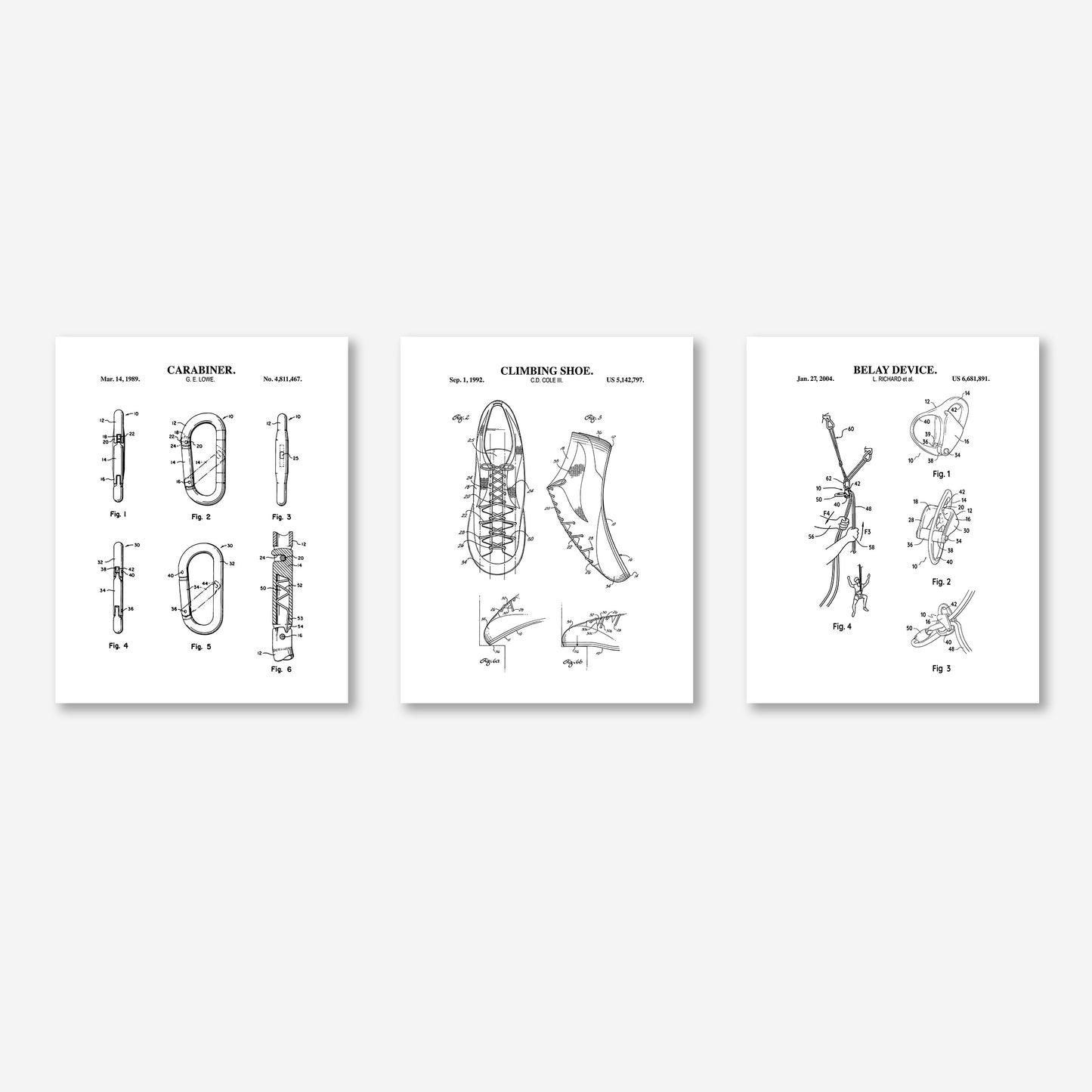 Climbing Patent Wall Art Set | Ready to Frame Prints