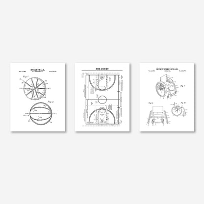 Adaptive Basketball Patent Print Wall Art - Set of 3 Physical Prints