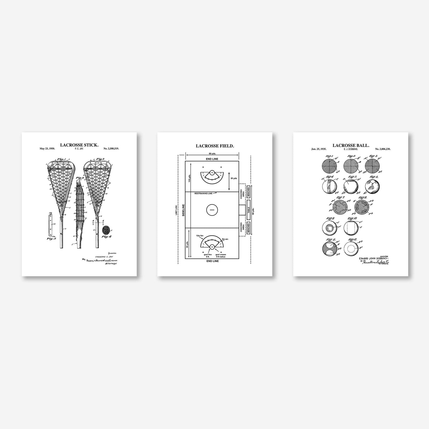 Women's Lacrosse Wall Art Set - Ready to Frame Prints