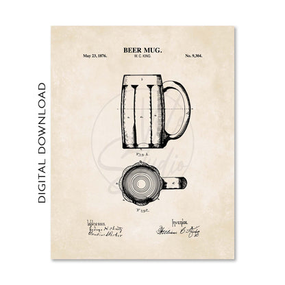 Beer Patent Wall Art Set - PRINTABLE DIGITAL DOWNLOAD