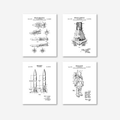Space Patent Wall Art Set - Ready to Frame Prints